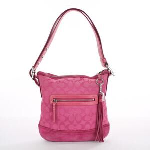 Coach Vintage Y2K Hamptons Signature Jacquard Hot Pink Suede Shoulder Bag